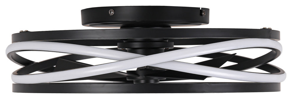 19.68 inch Small Flush Mount Ceiling Fan with Light and Remote, Matte Black