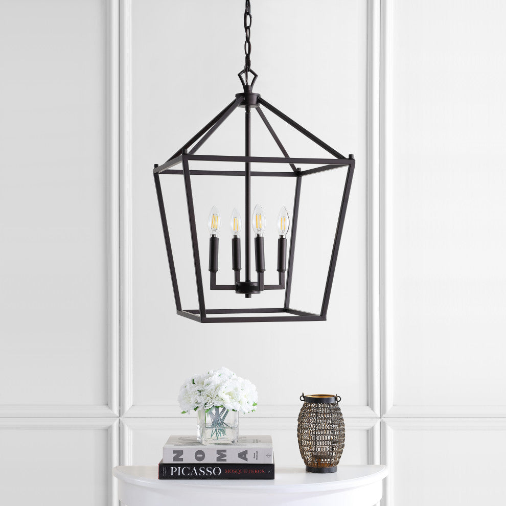 Pagoda Lantern Metal LED Pendant, Oil Rubbed Bronze, 16"