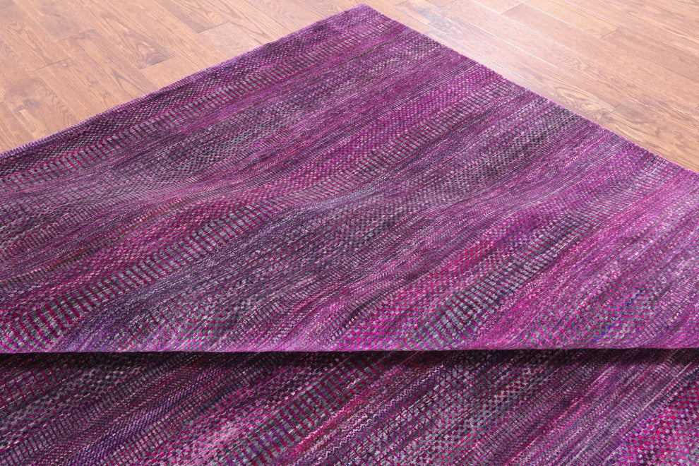 9' Square Super Savannah Gabbeh Wool and Silk Hand Knotted Rug Q6101