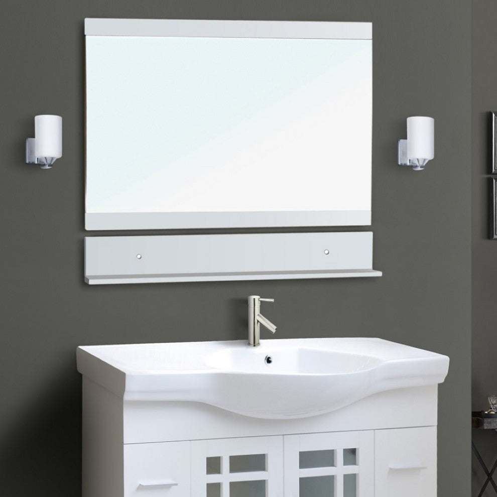 Solid Wood Frame Mirror, White
