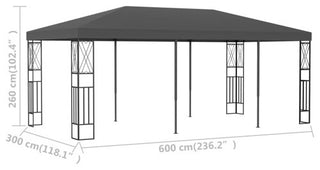vidaXL Gazebo 9.8'x19.6' Anthracite Fabric