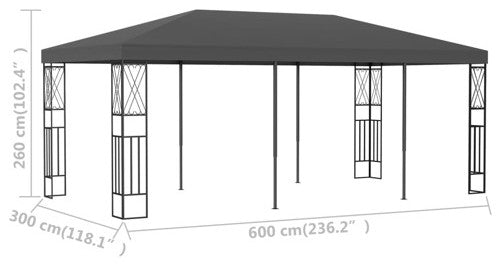vidaXL Gazebo 9.8'x19.6' Anthracite Fabric