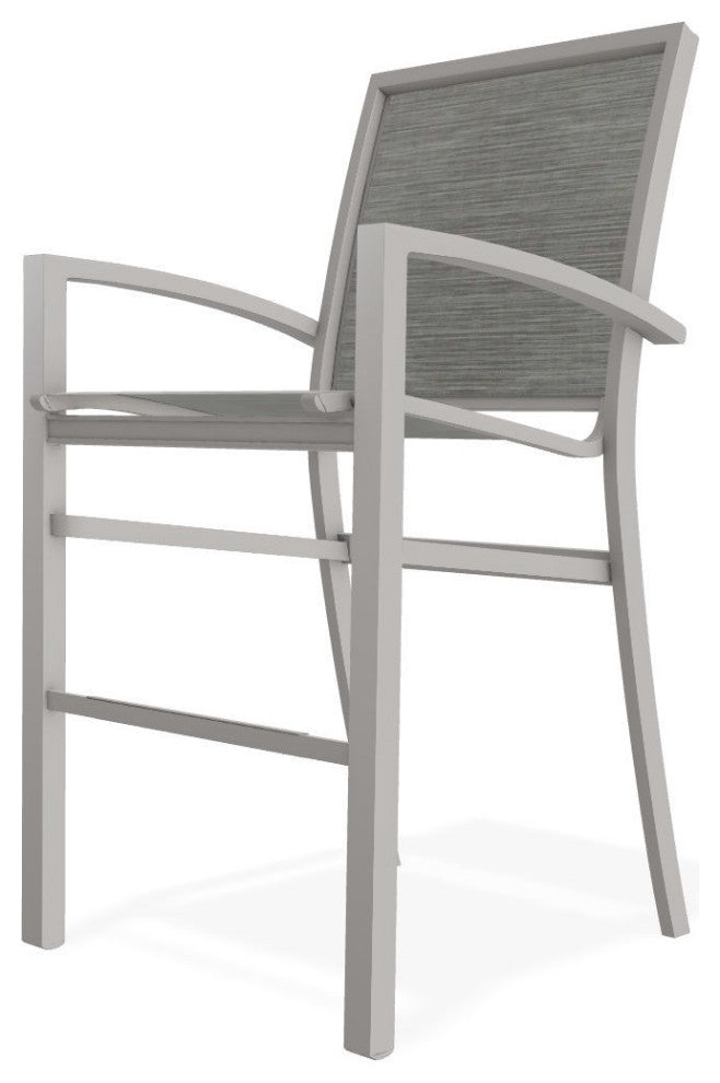 Kendall Sling Bar Height Stackable Outdoor Stool, Sicily/Warm Gray
