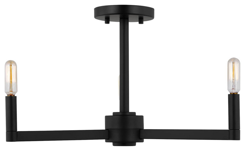 Fullton Three Light Semi-Flush Mount, Midnight Black