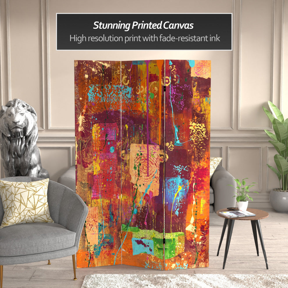 6' Tall India Double Sided Canvas Room Divider