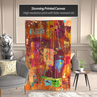 6' Tall India Double Sided Canvas Room Divider
