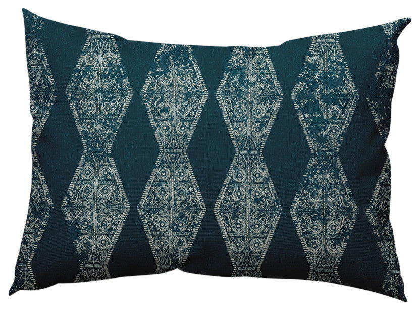 Pyramid Stripe Decorative Lumbar Pillow, Teal, 14x20"