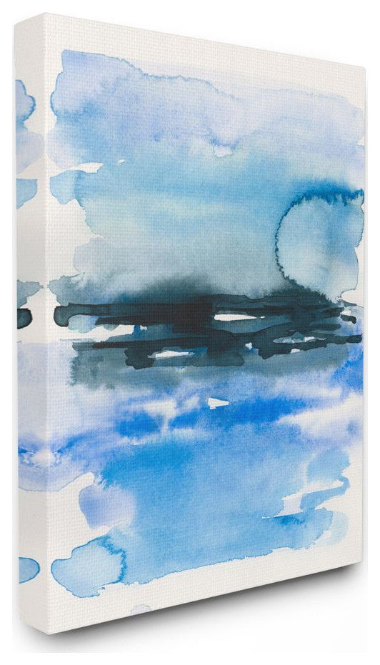 Abstract Sea Scape with Shades of Blue Watercolor24x30
