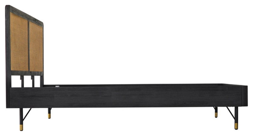 Armen Living Saratoga Modern Wood Queen Platform Frame Bed in Black