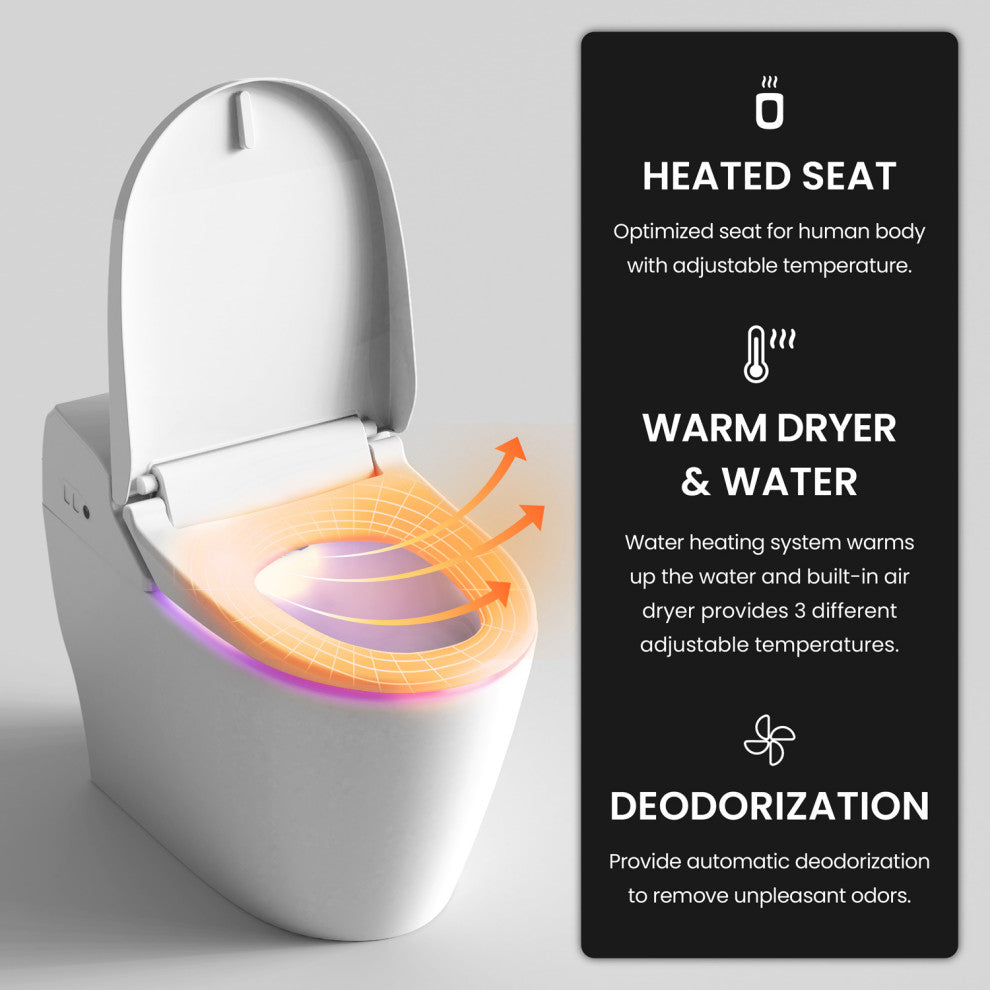 Smart Bidet Toilet with UV-A, White