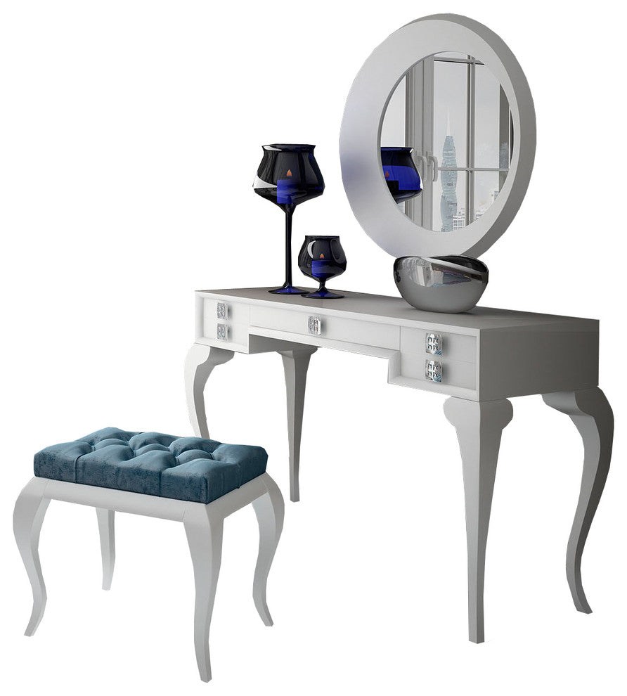 T11 Bedroom Make-up Vanity 55", White, Glossy Finish