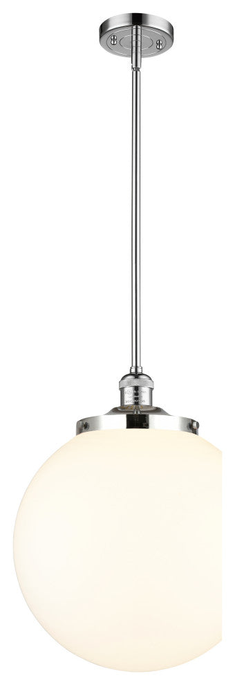 Beacon Pendant, Polished Chrome, Matte White