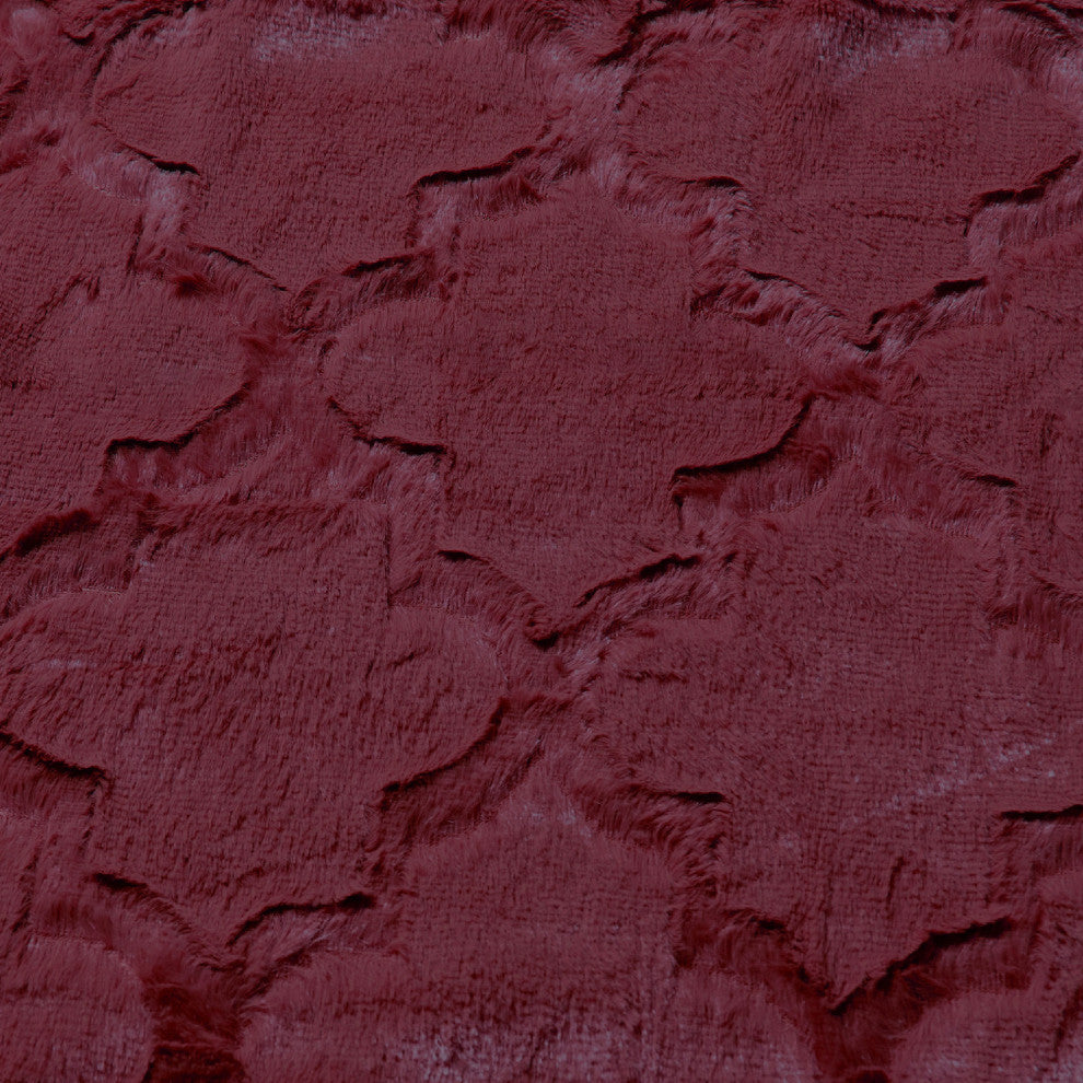 Ashley Brushed Faux Fur & Matching Sherpa Borrego Backing Throw, Burgundy, 50" X 60"