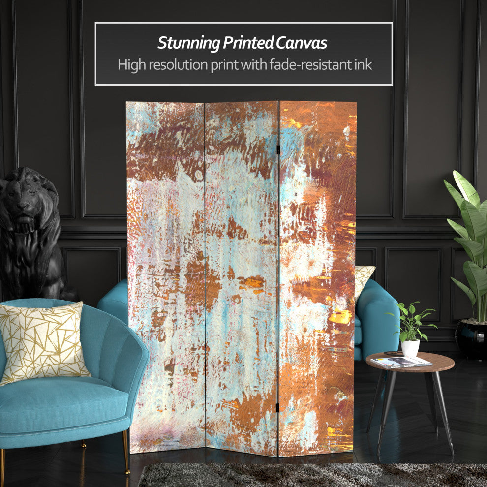 6' Tall Double Sided Rust Canvas Room Divider