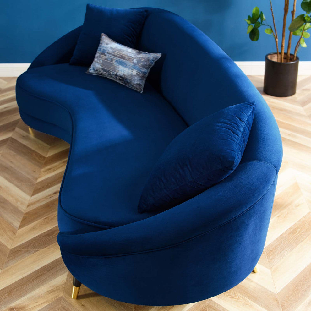 Sofa, Velvet, Blue Navy, Modern, Living Lounge Room Hotel Lobby Hospitality