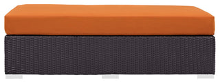 Convene Outdoor Patio Fabric Rectangle Ottoman, Espresso Orange