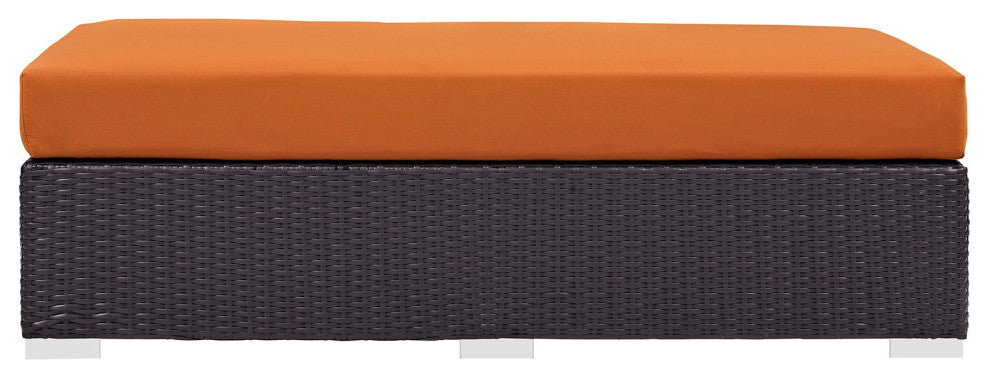 Convene Outdoor Patio Fabric Rectangle Ottoman, Espresso Orange
