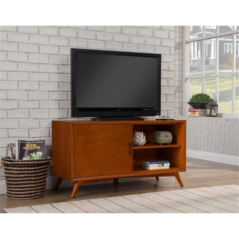 Alpine Furniture Flynn Small Wood TV Console in Acorn Brown
