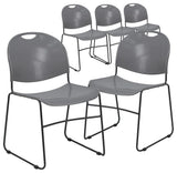 Hercules 880 lb. Ultra Compact Stack Chairs With Black Frame Gray, Set of 5