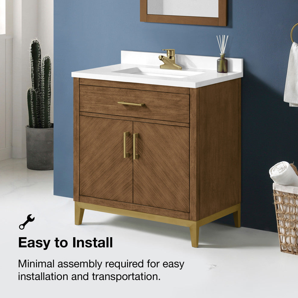 OVE Decors Diya 30" Single Sink Bathroom Vanity, Sage Green, Macchiato, 30 in.