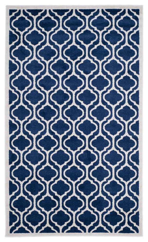 Safavieh Amherst Amt402P Animal Print Outdoor Rug, Navy/Beige, 4'0" X 6'0"
