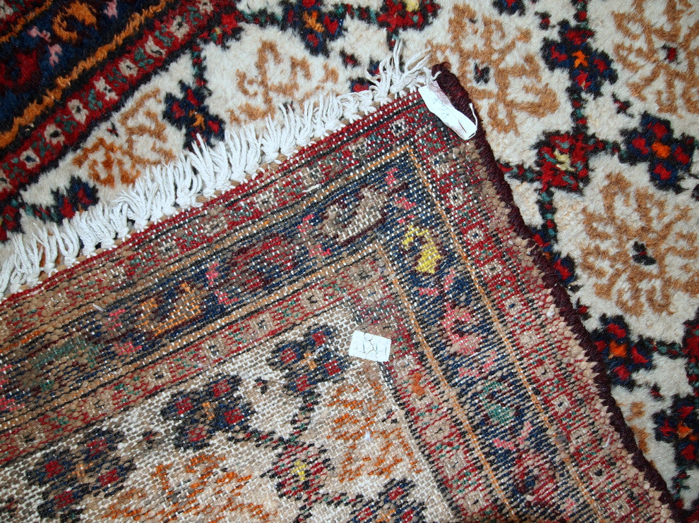 Handmade vintage Persian Hamadan runner 2.6' x 6.8' ( 80cm x 207cm ) 1960s