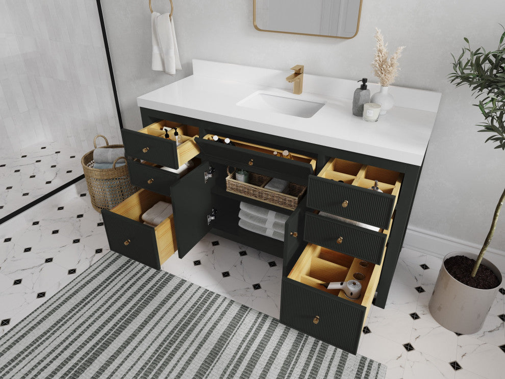 Sonoma 60" Single Sink Bath Vanity in Black Top, 2"  Viola Brown