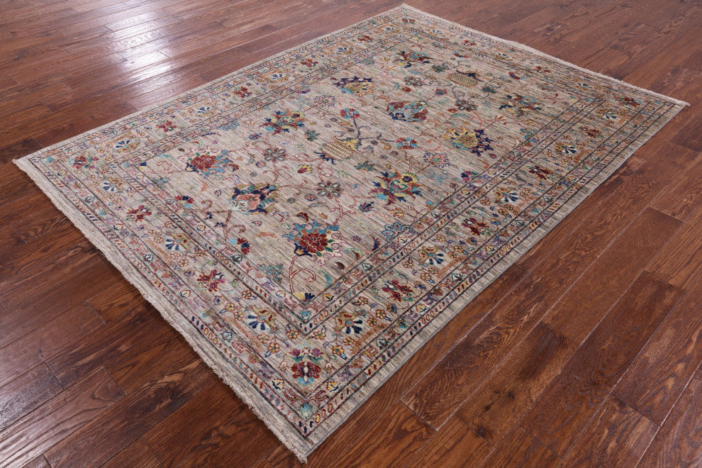 Persian Tabriz Hand Knotted Wool Rug 5' 8" X 7' 8" Q9812