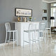 Modern Contemporary Dining Kitchen Metal Bar Stools, Silver, Set of 4