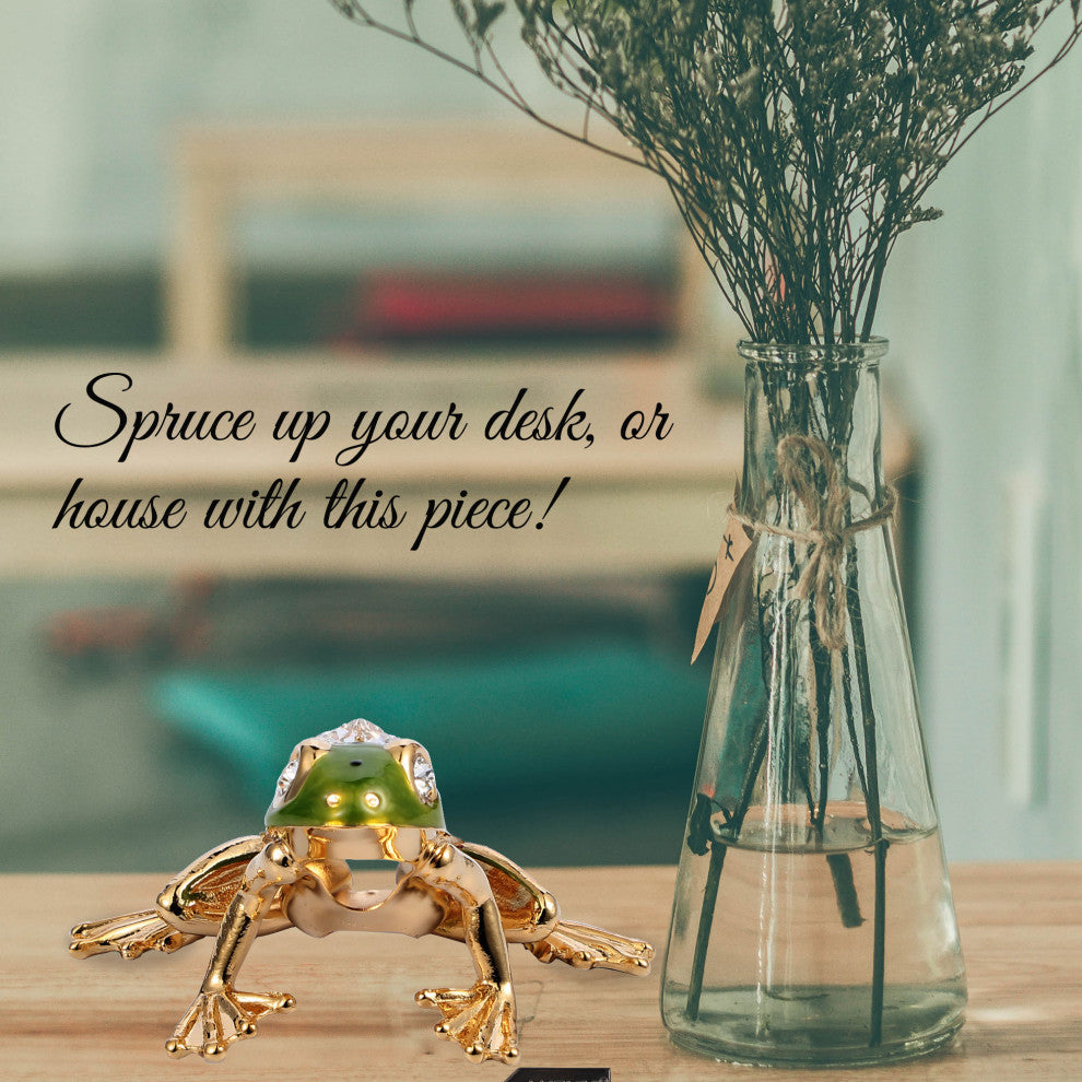 24K Gold Plated Crystal Studded Frog With Enamel Ornament