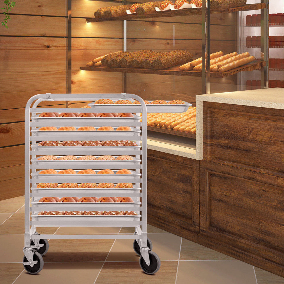 Costway 10 Sheet Aluminum Bakery Rack Commercial Cookie Bun Pan Kitchen w/Wheel