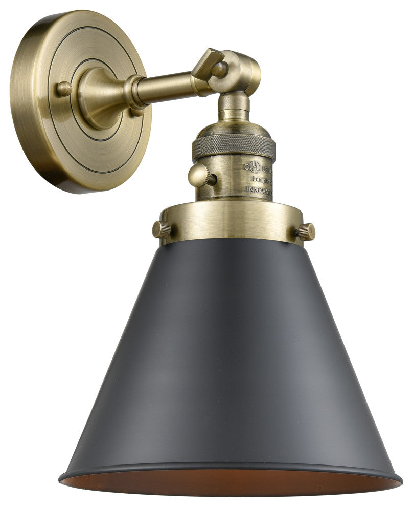 INNOVATIONS 203SW-AB-M13-BK 1-Light Sconce Antique Brass