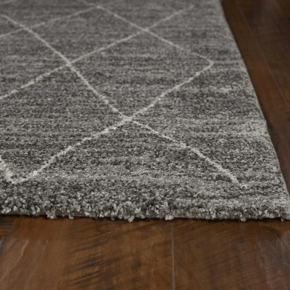 8'X11' Grey Machine Woven Geometric Indoor Area Rug