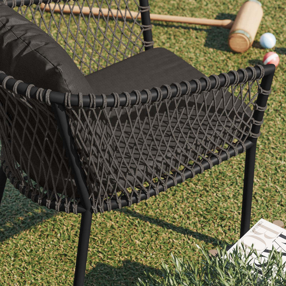 Sailor Outdoor Patio Dining Armchair, Charcoal Charcoal