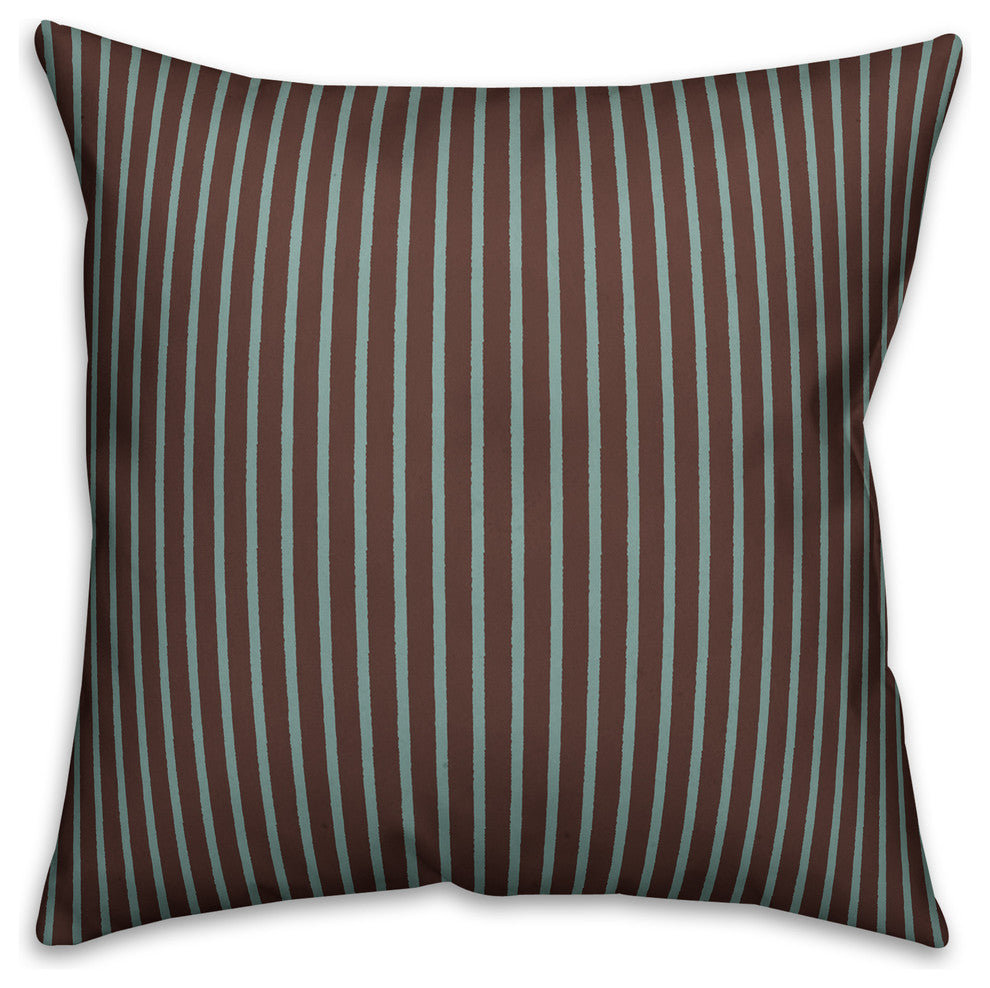 Brown Stripes Outdoor Throw Pillow, 18"x18"