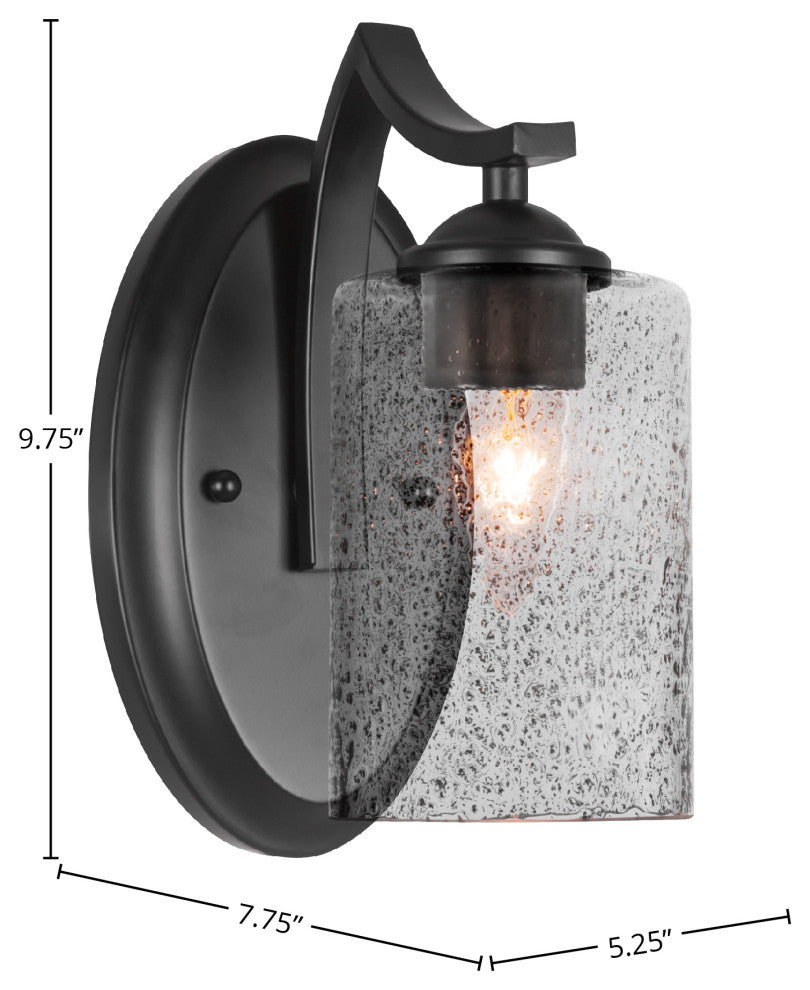 Zilo Wall Sconce Shown, Matte Black Finish With 4" Smoke Bubble Glass