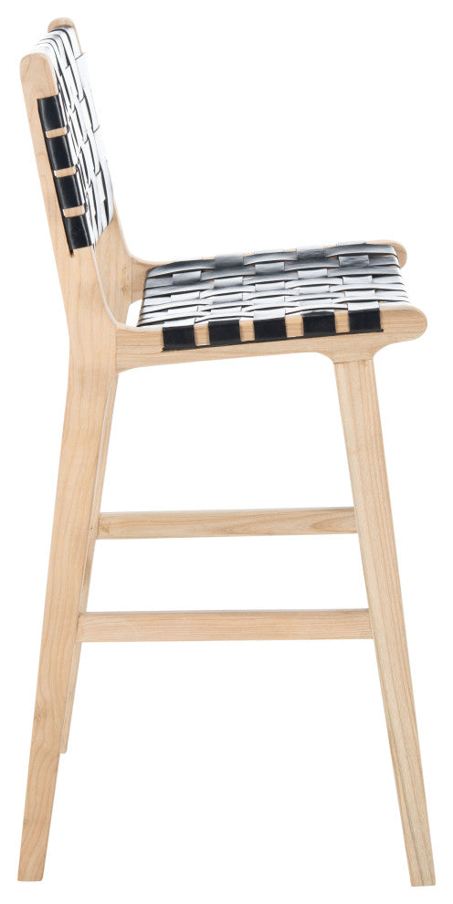 Safavieh Adah Leather Bar Stool, Black / Natural