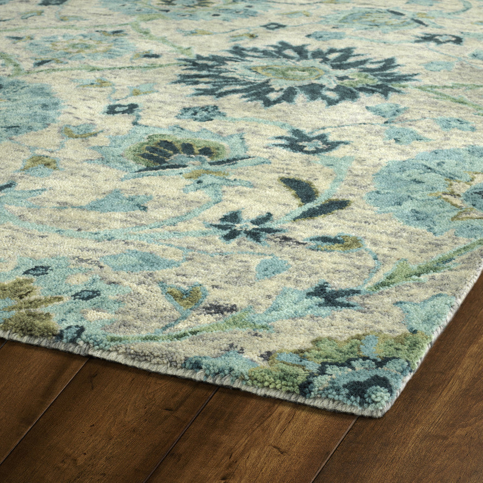 Kaleen Chancellor Hand-Tufted Indoor Area Rug, Turquoise, 9'x12'