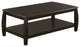Wood Coffee Table with Bottom Shelf, Cappuccino