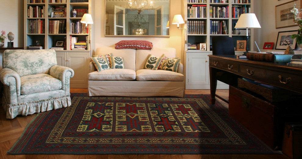 Semi Antique Rayan Beige/Burgundy Rug, 6'5x8'9