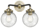 Beacon 2-Light LED Sconce, Black Antique Brass, Glass: Seedy