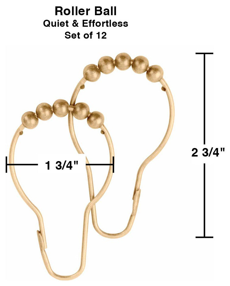 Brass Shower Curtain Ring Roller Ball Set Of 12