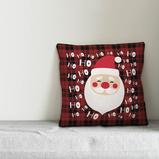 Plaid Santa HoHoHo 16"x16" Throw Pillow Cover