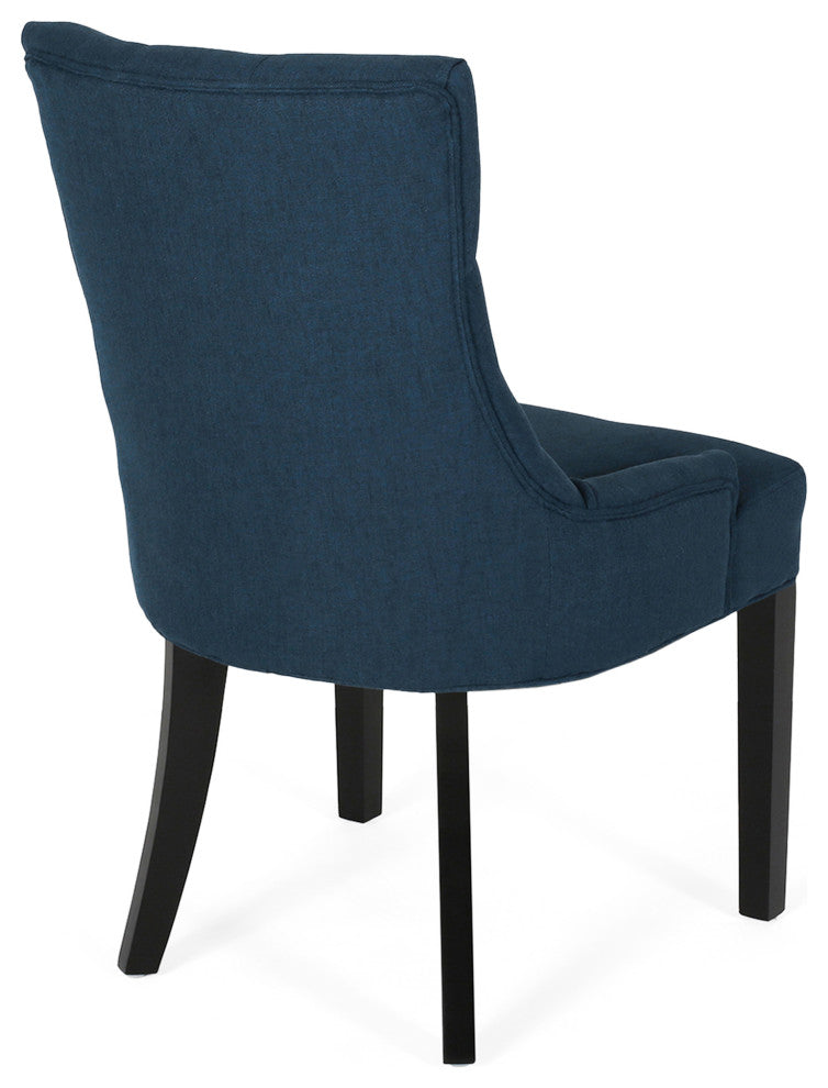 Summer Contemporary Tufted Dining Chairs, Set of 2, Navy, Fabric