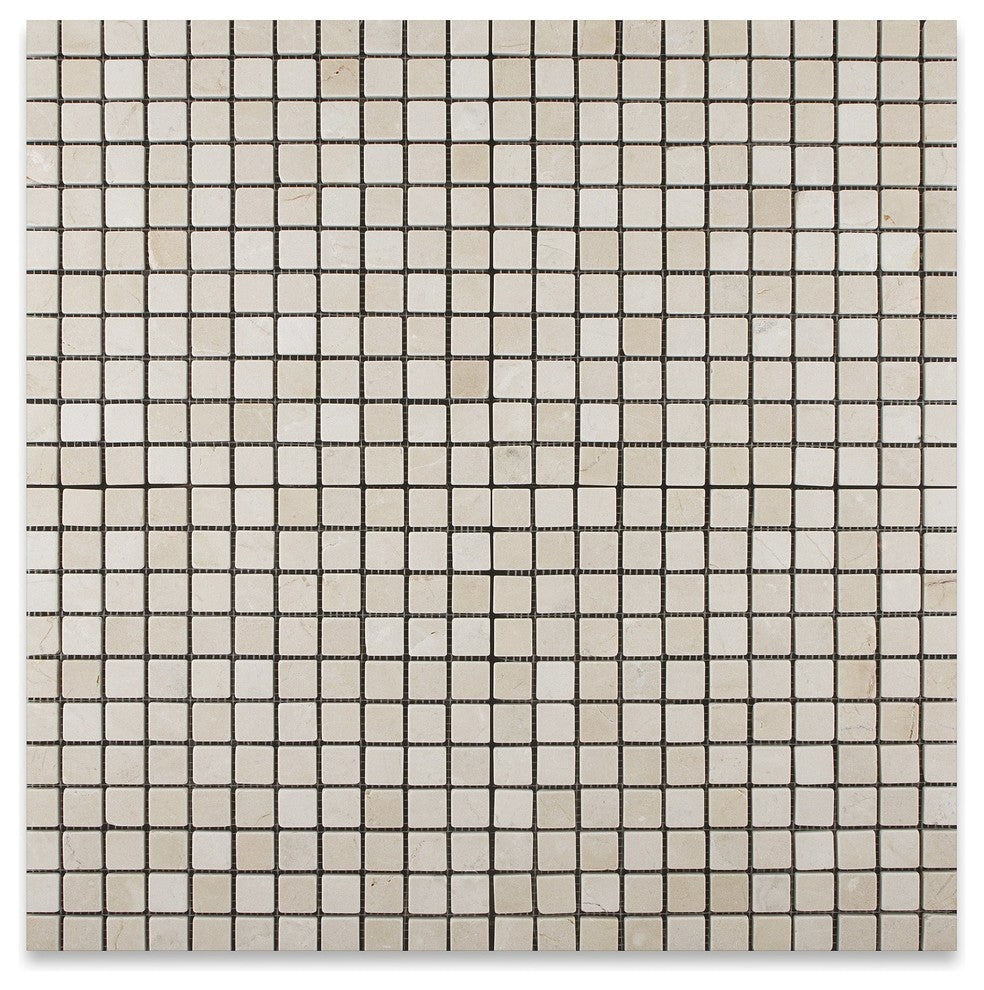 1 X 1 Crema Marfil Marble Tumbled Mosaic Tile
