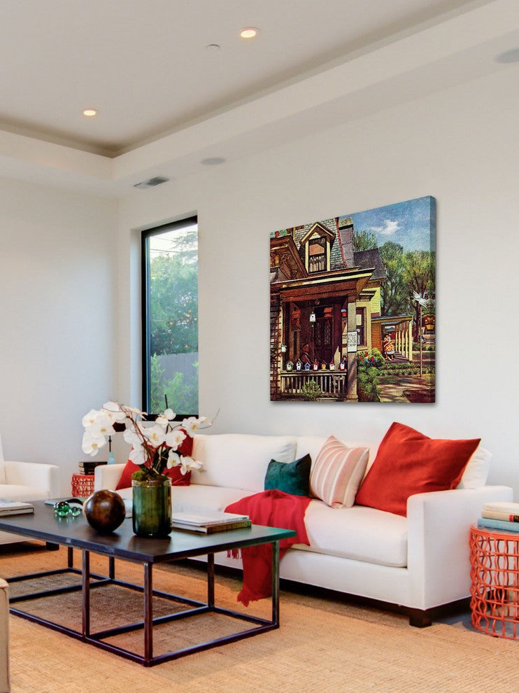 "Birdhouse Builder" Painting Print on Canvas by John Falter