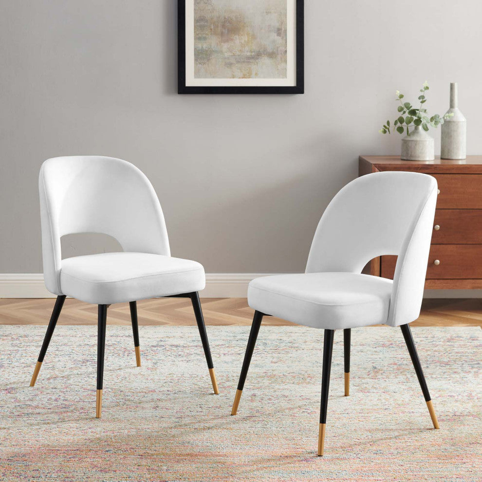 Rouse Performance Velvet Dining Side Chairs Set of 2 White