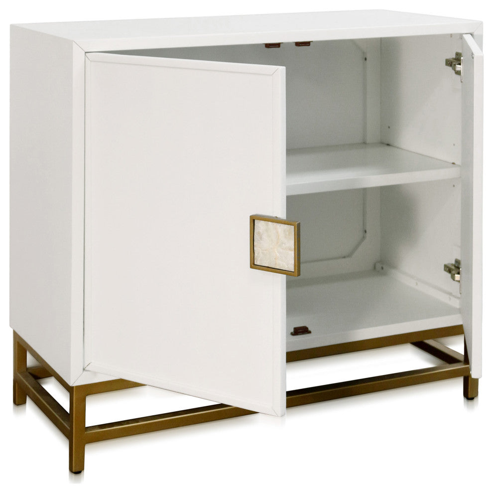 Lexi Two Door Cabinet With Shell Handles White Finish