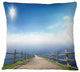 Endless Pier into Blue Sea Seascape Photography Throw Pillow, 18"x18"
