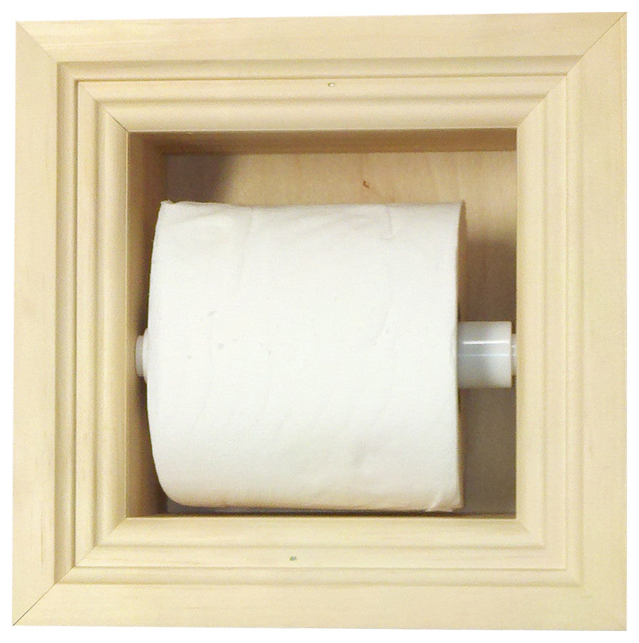 Tampa Recessed Solid Wood Toilet Paper Holder 7 x 8.5, Unfinished